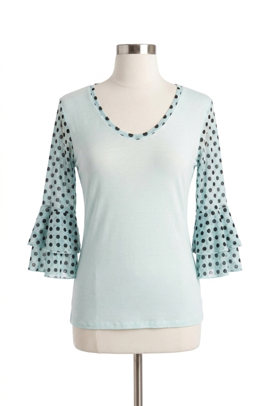 NEW ANGEL polkadot sleeve top in mint